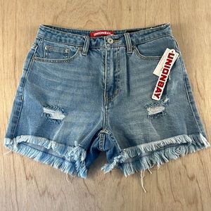 Union Bay Distressed Denim Shorts High Rise Size 5 Cutoffs Beach Festival NWT